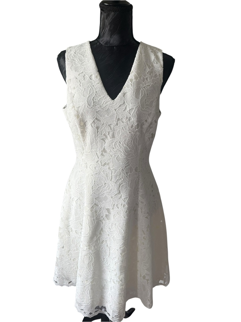 WHBM White Lace Fit & Flare Dress Size 8